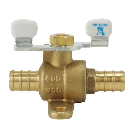 Apollo 1/2 in. Brass PEX Barb Ball Valve with Tee Handle and Mounting Pad APXV12T